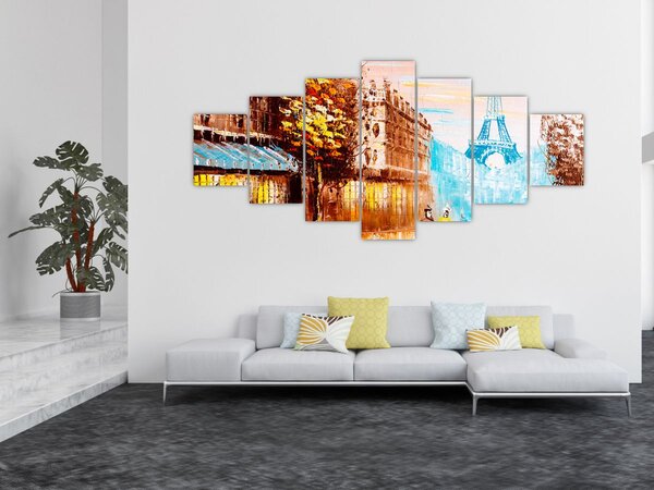 Obraz - Deštivého počasí a Eiffelovvy věže (210x100 cm)