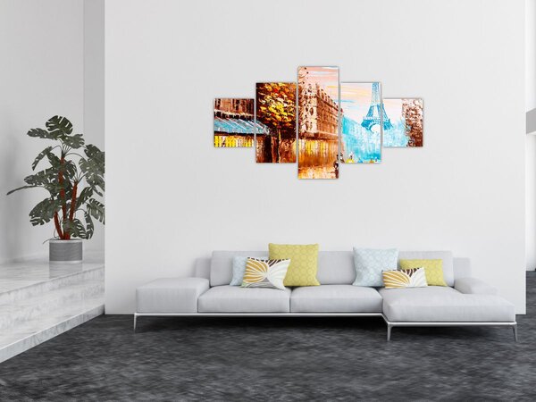 Obraz - Deštivého počasí a Eiffelovvy věže (125x70 cm)