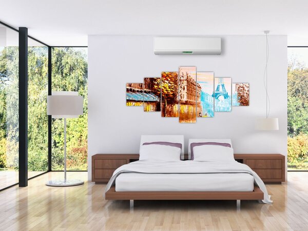 Obraz - Deštivého počasí a Eiffelovvy věže (210x100 cm)