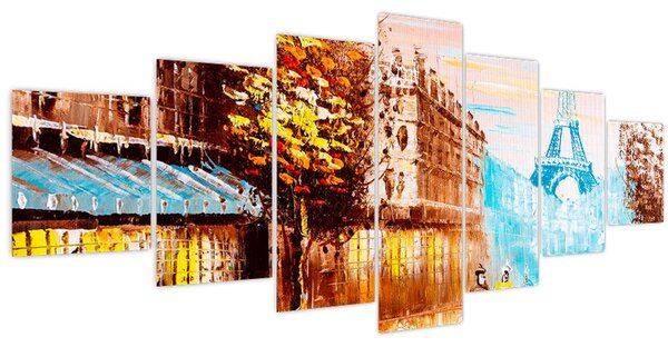 Obraz - Deštivého počasí a Eiffelovvy věže (210x100 cm)