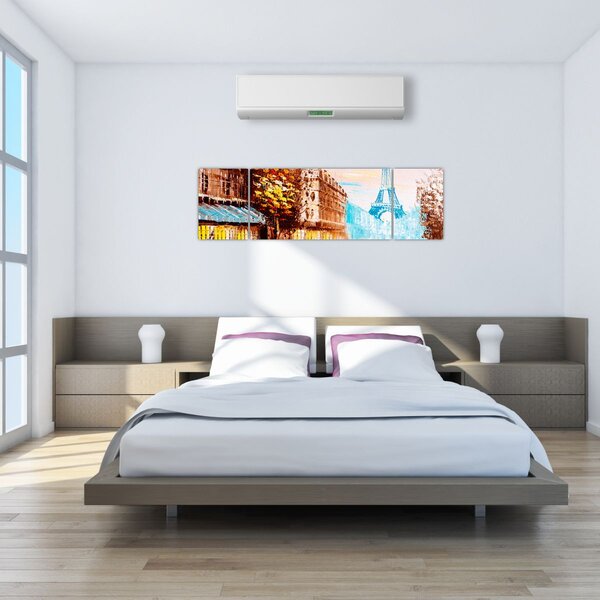 Obraz - Deštivého počasí a Eiffelovvy věže (170x50 cm)