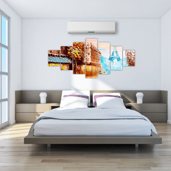Obraz - Deštivého počasí a Eiffelovvy věže (210x100 cm)