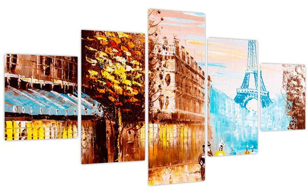 Obraz - Deštivého počasí a Eiffelovvy věže (125x70 cm)