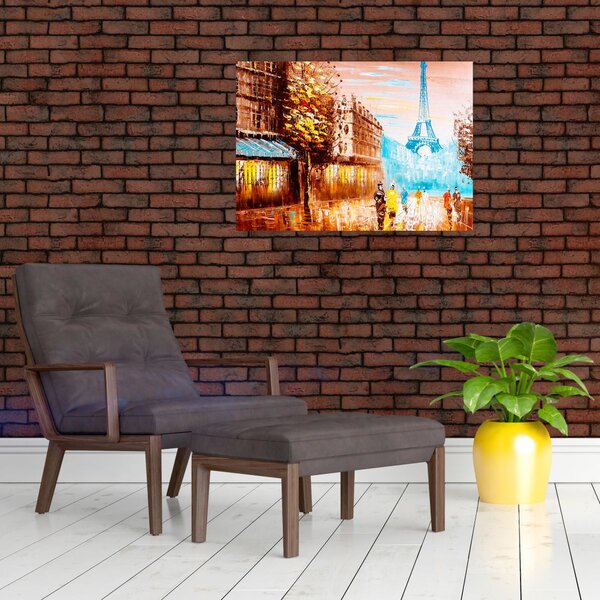 Obraz - Deštivého počasí a Eiffelovvy věže (70x50 cm)