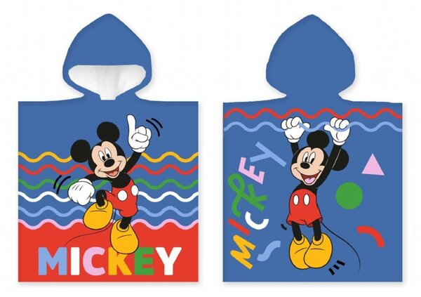 Pončo s obrázkem Mickeyho na modrém podkladu. Pončo lze využít jako ručník nebo župánek s kapucí. Vhodné především pro kluky. Rozměr ponča je 50x110 cm