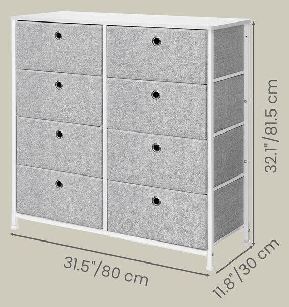 KOMODA, bílá, světle šedá, 80/81,5/30 cm Boxxx - Šuplíkové komody, Online Only
