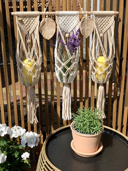 BRIMOON Trojitý závěs na květináč macramé