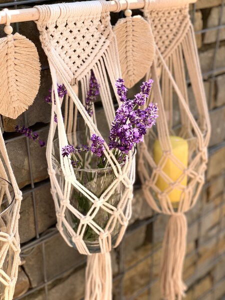 BRIMOON Trojitý závěs na květináč macramé