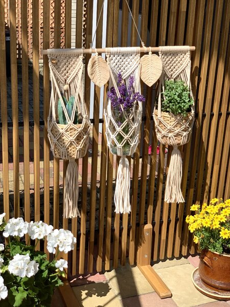 BRIMOON Trojitý závěs na květináč macramé