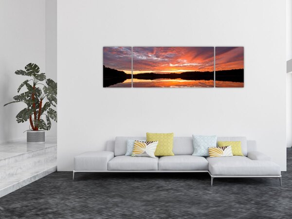 Obraz - Západ slunce nad jezerem (170x50 cm)