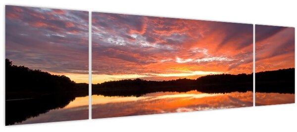 Obraz - Západ slunce nad jezerem (170x50 cm)