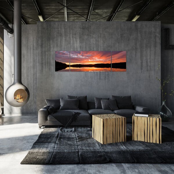 Obraz - Západ slunce nad jezerem (170x50 cm)