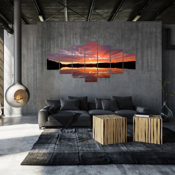Obraz - Západ slunce nad jezerem (210x100 cm)
