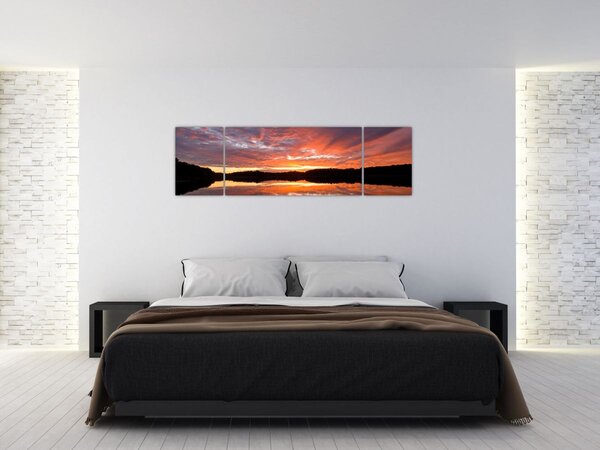 Obraz - Západ slunce nad jezerem (170x50 cm)