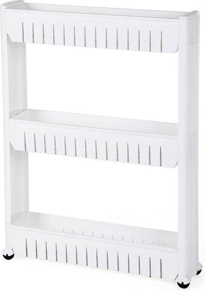 Třídílná skříňka, bílé kuchyňské skříňky, koupelnové skříňky, servírovací vozík, 72,5 cm, bílá