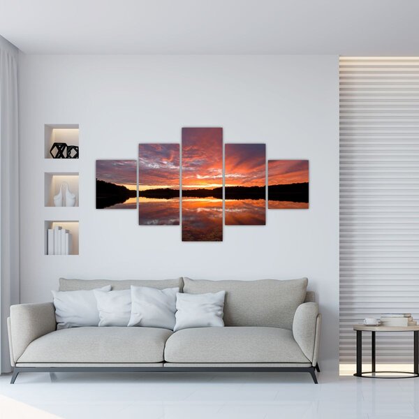 Obraz - Západ slunce nad jezerem (125x70 cm)