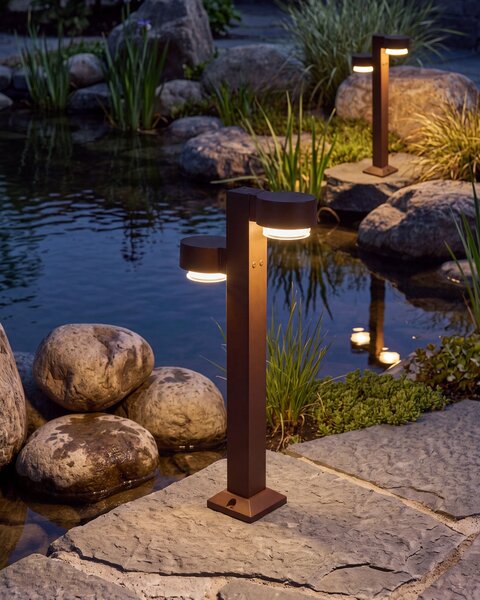 Venkovní LED sloupková lampa TORDERA Hnědá