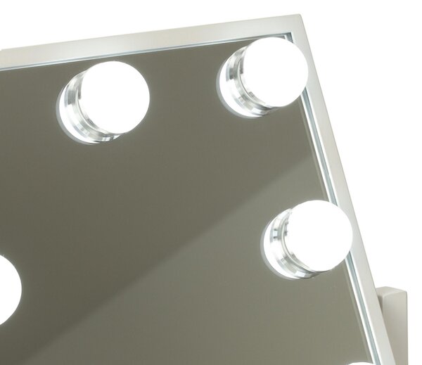 Kosmetické zrcátko na líčení podsvícené 12 LED Hollywood s 12 žárovkami USB 30 x 40 cm