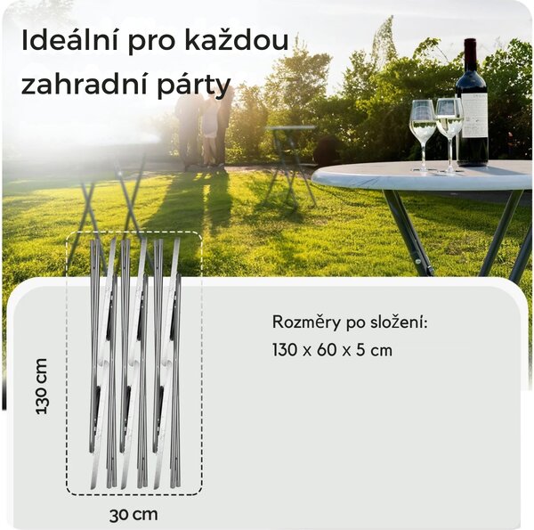 DB Garden Sada 2 ks cateringových skládacích barových stolů MARLE 60 cm mramorově bílá
