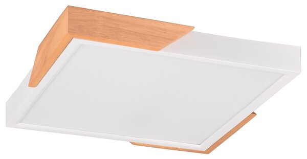 Stropní LED svítidlo KOV bílá/světlé dřevo