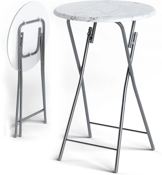 DB Garden Sada 2 ks cateringových skládacích barových stolů MARLE 60 cm mramorově bílá