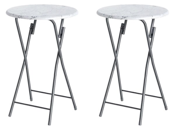 DB Garden Sada 2 ks cateringových skládacích barových stolů MARLE 60 cm mramorově bílá