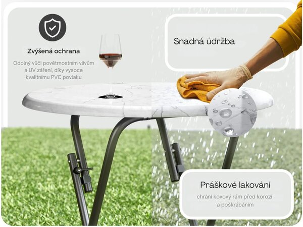 DB Garden Sada 2 ks cateringových skládacích barových stolů MARLE 60 cm mramorově bílá