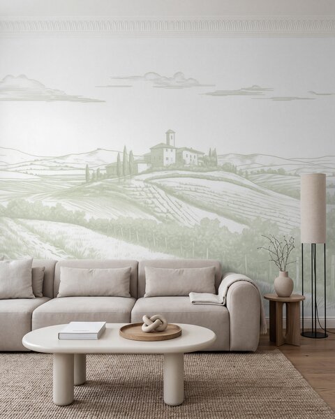 Fototapety Toskánsko krajina, Itálie, vinice, příroda, starý hrad, zelené barvy, Fototapety provance, w03349v2 : uwalls.cz
