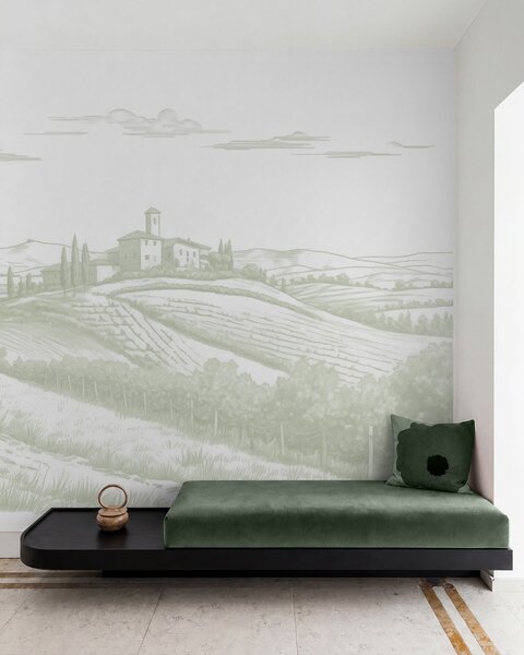Fototapety Toskánsko krajina, Itálie, vinice, příroda, starý hrad, zelené barvy, Fototapety provance, w03349v2 : uwalls.cz