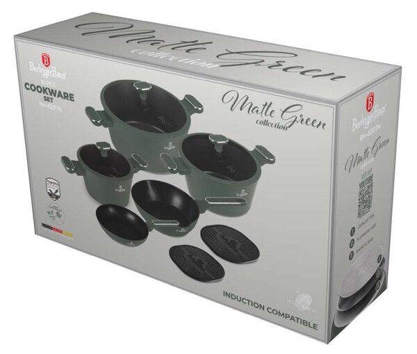 Sada nádobí s titanovým povrchem 10 ks Matte green Collection