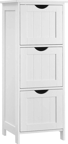Úložná skříňka Rootz – koupelnová skříňka – komoda – 3 zásuvky – bílá – stojací skříňka – MDF – 32 x 30 x 81 cm