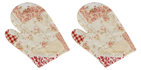 Bellatex Kuchyňská chňapka 2ks 28x18 cm Patchwork Růžová,Béžová