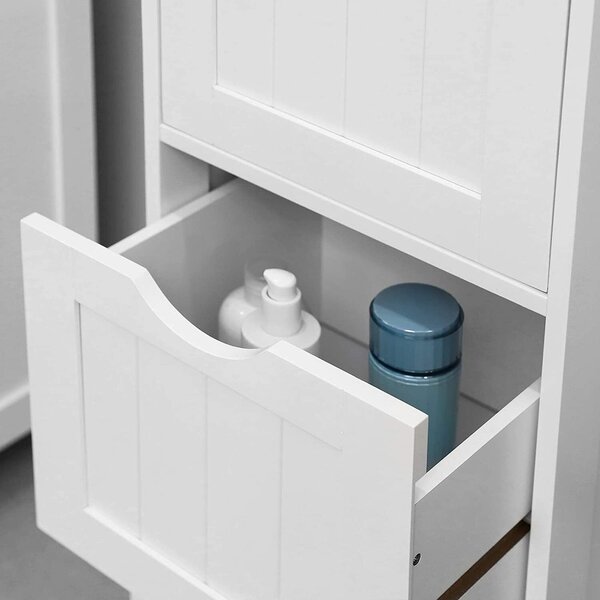 Úložná skříňka Rootz – koupelnová skříňka – komoda – 3 zásuvky – bílá – stojací skříňka – MDF – 32 x 30 x 81 cm
