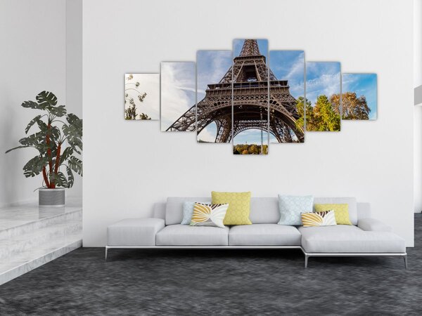 Obraz - Eiffelova věž barevná (210x100 cm)