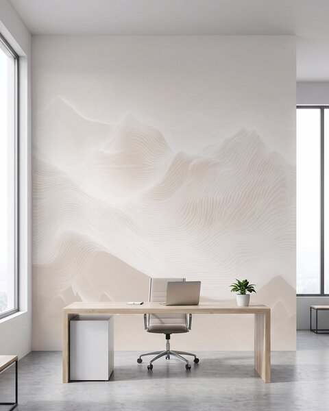 Fototapety Abstraktní zvlněné hory v béžové barevné škále v minimalistickém stylu, Fototapety abstraktní, w09713 : uwalls.cz
