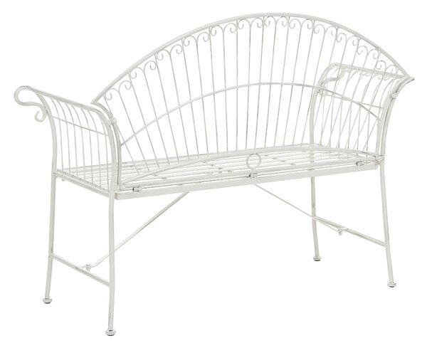 Zahradní lavice GUALEA 130 cm Kov Krémově bílá