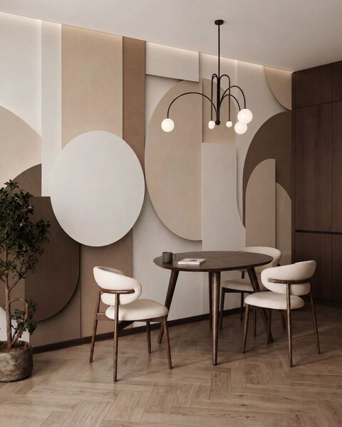 Fototapety Texturované béžové geometrické tvary ve vrstvené 3D kompozici, minimalistická moderní nástěnná, Fototapety geometrie, w05598 : uwalls.cz