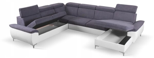Rozkládací rohová sedačka MAUGLI U 345x175cm – rozklad a úložný prostor tmavě šedá - Soro 97 levý roh