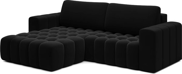Designová rozkládací sedací souprava ZURI - černá, levý roh