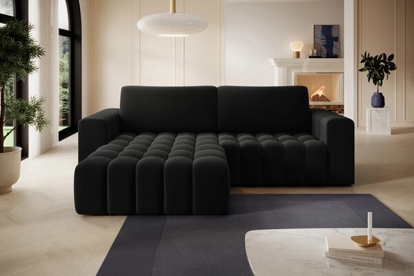 Designová rozkládací sedací souprava ZURI - černá, levý roh