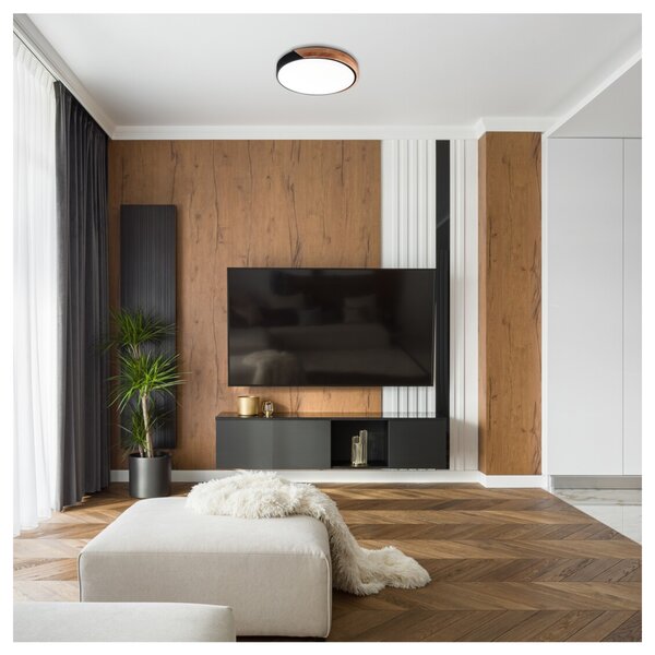 Stropní LED svítidlo MAPLE černá/přírodní