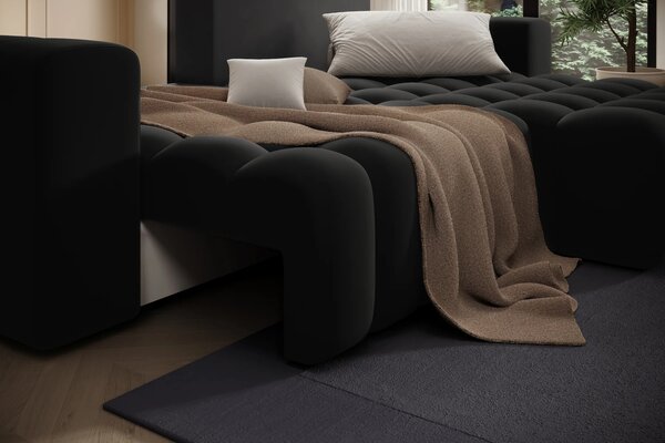 Designová rozkládací sedací souprava ZURI - černá, levý roh