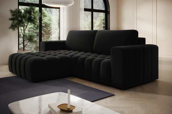 Designová rozkládací sedací souprava ZURI - černá, levý roh