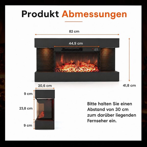 COSTWAY Elektrický krb, 32 palců, třístranný, dekorativní krb s topným výkonem 750W/1500W, nástěnný krb s LED osvětlením, 3D efekt plamenů, 12 barev plamenů a časovač
