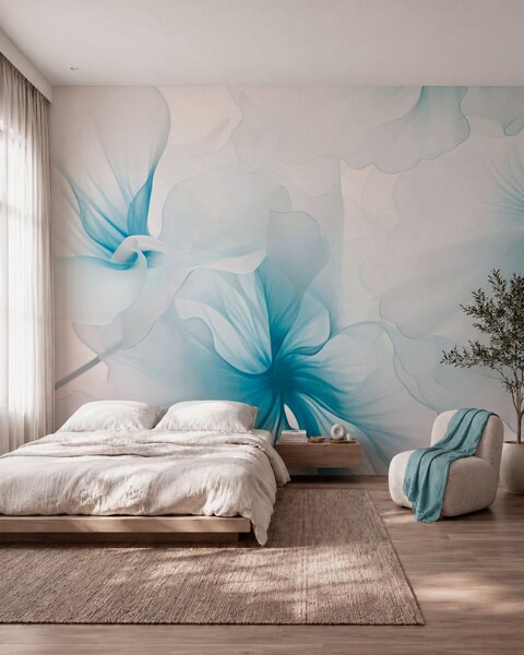 Fototapety Jemné, bledě růžové květy s vzdušnými, průsvitnými okvětními lístky ve stylu akvarelu, elegantní, Tapety Unikátní, w05360v2 : uwalls.cz