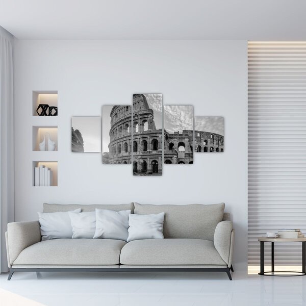 Obraz - Koloseum v Římě, černobílé (125x70 cm)