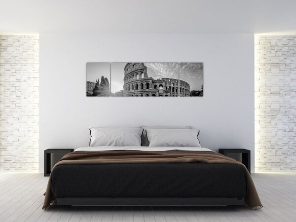 Obraz - Koloseum v Římě, černobílé (170x50 cm)