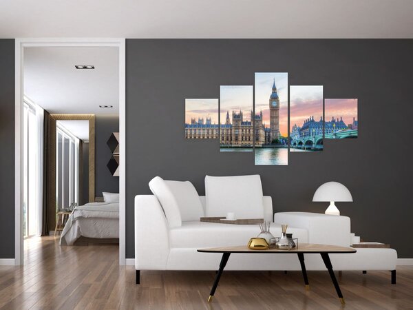 Obraz - Londýn v pastelových barvách (125x70 cm)