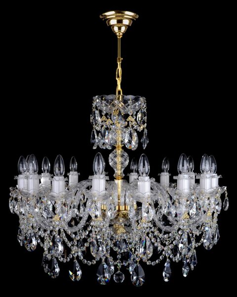 DBK GLASS Luxusní 16-ti ramenný křišťálový lustr s kroucenými skleněnými rameny a broušenými mandlemi 2190-16-S