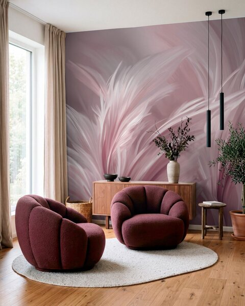 Fototapety Elegantní peří v odstínech růžové, Fototapety abstraktní, w05658v1 : uwalls.cz